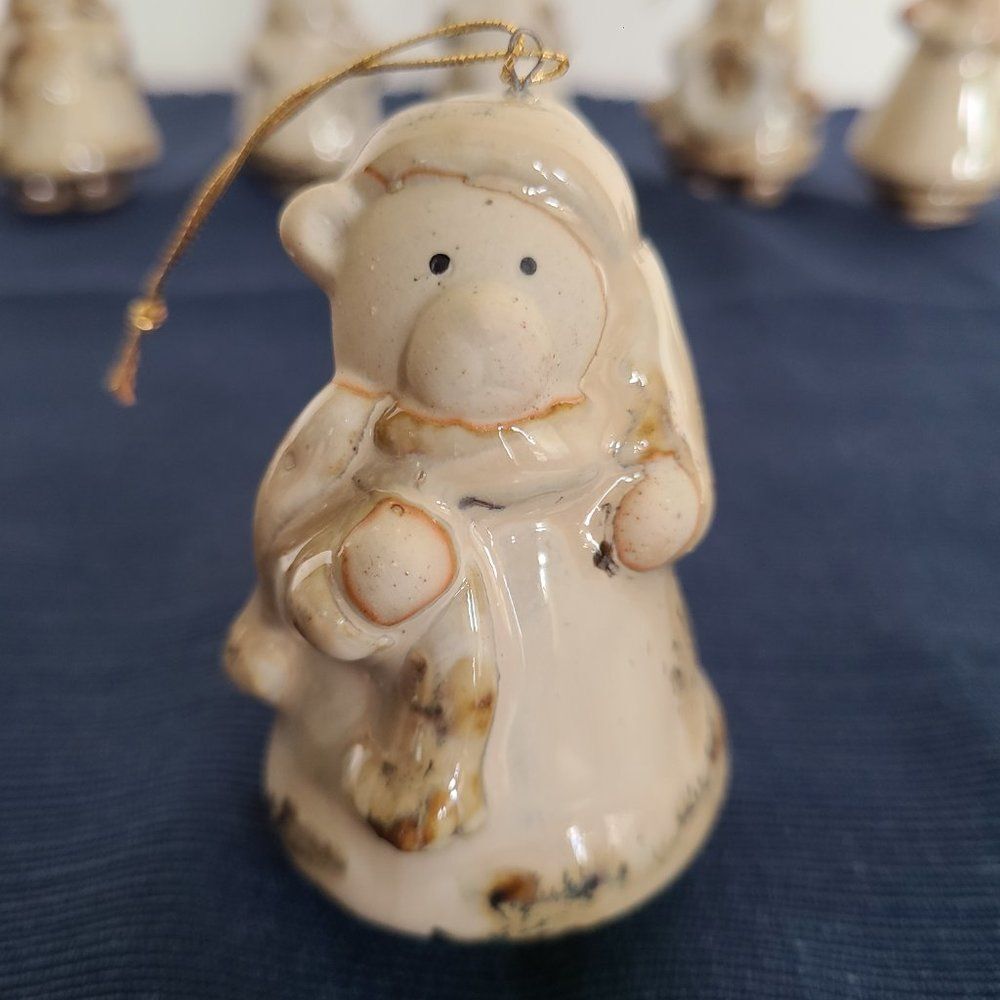 Pier 1 Ceramic Ornaments Set of 10 Pottery Art Santa Snowman Moose Bear Angel - Picture 7 of 13